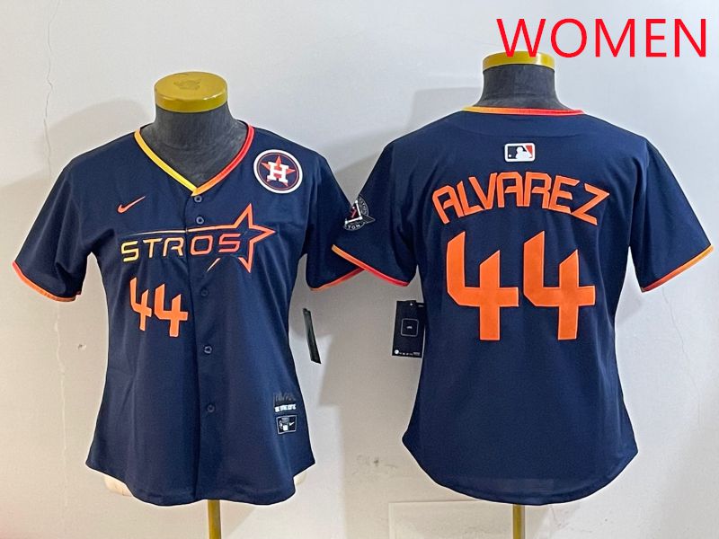 Women Houston Astros #44 Alvarez Drak Blue Three generations Joint Name 2025 Nike MLB Jersey style 4107->women mlb jersey->Women Jersey
